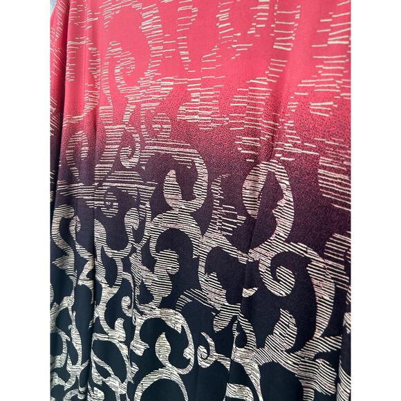 Catherine's Shift Dress Size 2X Pink Ombre Scrolls 3/4 Sleeve Boho Western Rodeo - Picture 6 of 7